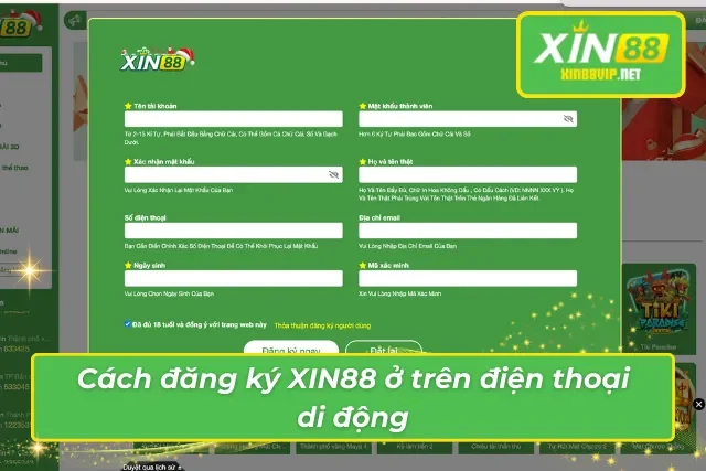 Cách đăng ký tài khoản XIN88 ở trên điện thoại di động